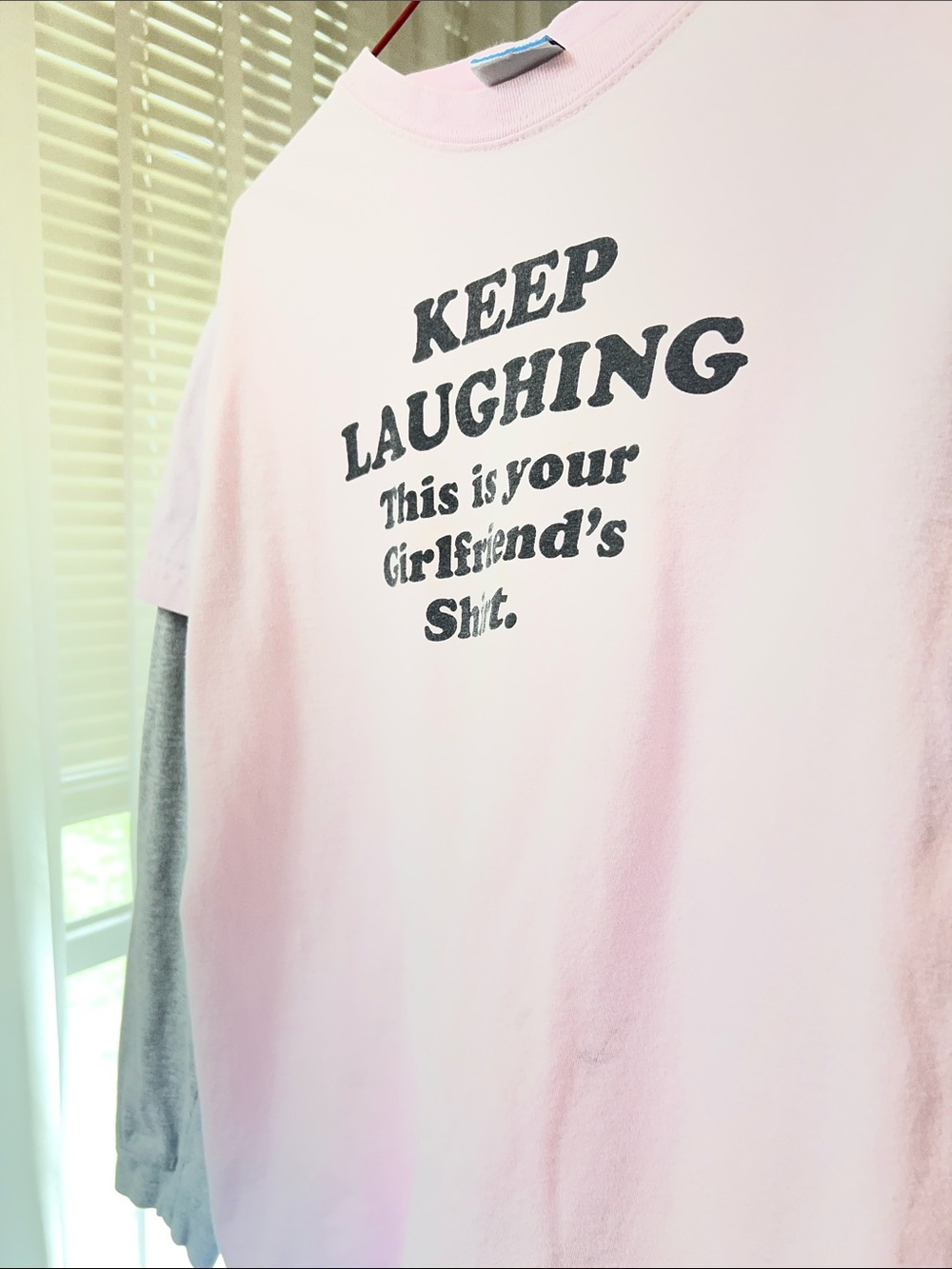 🌞 GI Apparel Vintage Unique Pink/Gray Layered-Look 2 in 1 shirt men size M - Picture 15 of 16